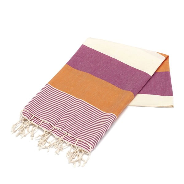 Ręcznik hammam American Fouta Orange & Purple, 100x180 cm