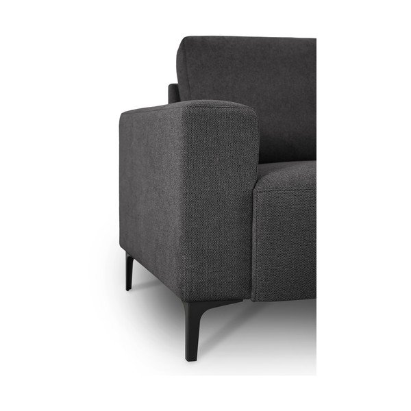 Antracytowy narożnik z tkaniny szenilowej (prawostronny/z szezlongiem) Fabian – Scandic-image-4