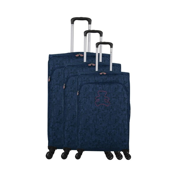 Zestaw 3 niebieskich walizek z 4 kółkami Lulucastagnette Casandra