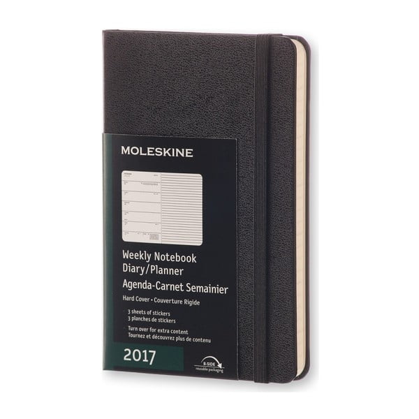 Czarny kalendarz tygodniowy Moleskine Notebook Hard, 12 miesięcy, mały