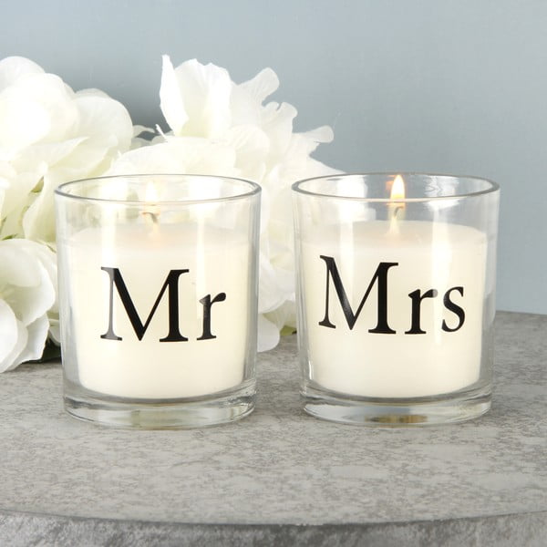 Zestaw 2 świeczek o zapachu bawełny Amore Mr. and Mrs., 18 h palenia