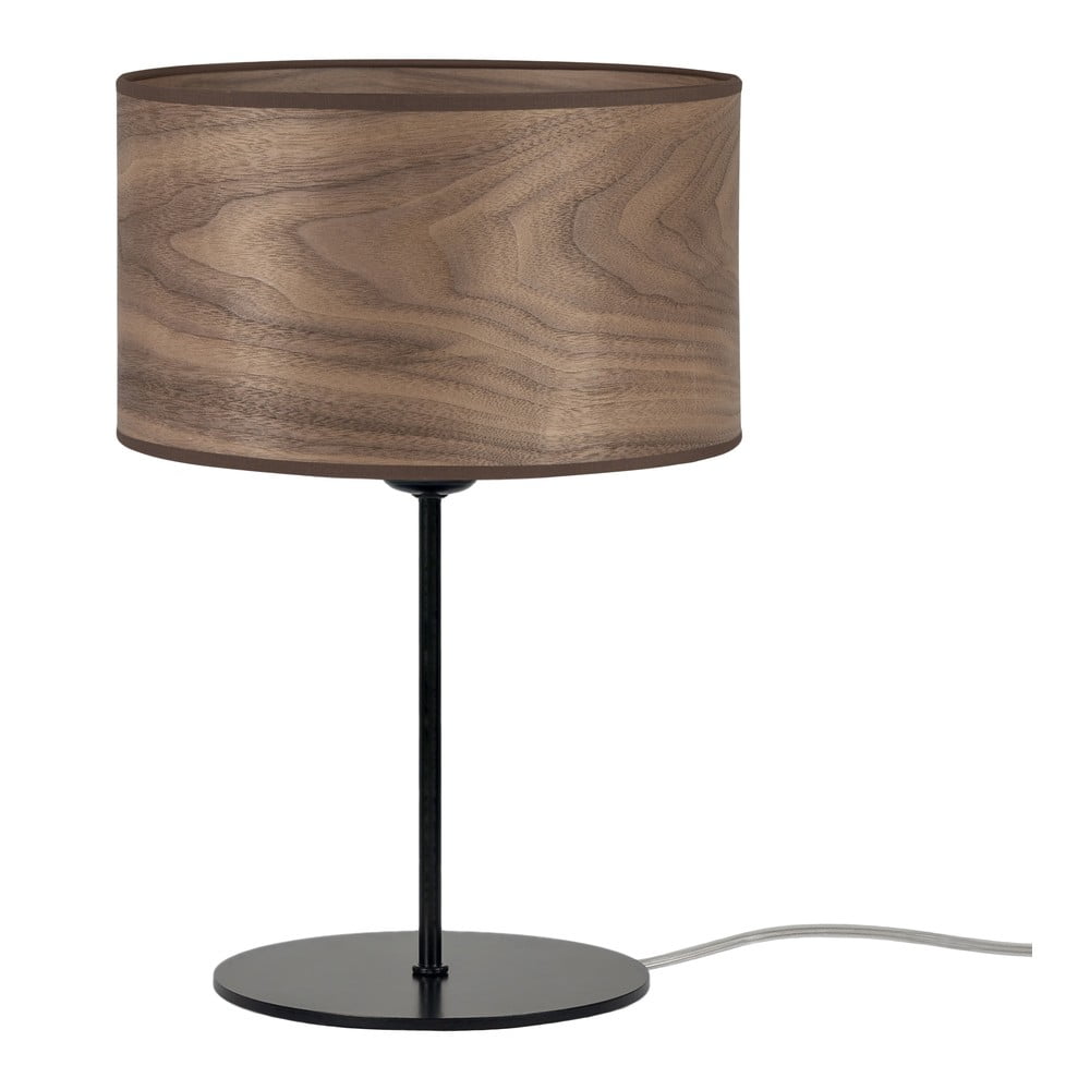 Ciemnobrązowa lampa stołowa z naturalnego forniru Sotto Luce Tsuri S, ⌀ 25 cm