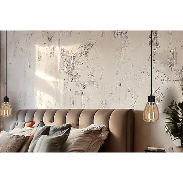 Czarna lampa wisząca ze szklanym kloszem ø 12 cm Moldo – Candellux Lighting-image-1
