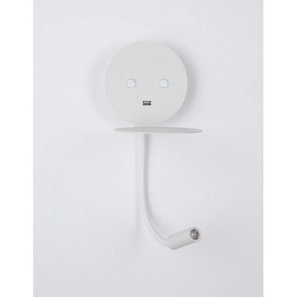 Biały aluminiowy kinkiet LED z elastyczną konstrukcją/z portem USB Eclip – Nova Luce-image-3