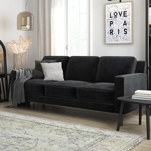 Czarna aksamitna sofa 83 cm Brynn – Støraa-image-1