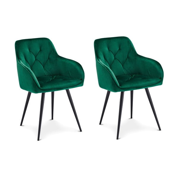 Zielone aksamitne krzesła zestaw 2 szt. Nadja – Furnhouse-image-3