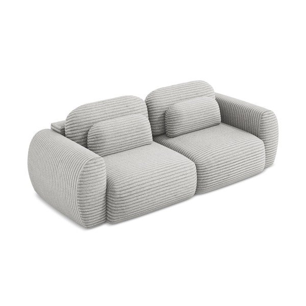 Jasnoszara sztruksowa rozkładana sofa ze schowkiem 266 cm Kini – Makamii-image-2
