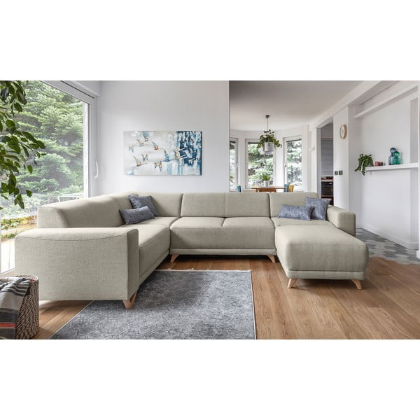 Beżowy rozkładany/ze schowkiem narożnik (lewostronny/w kształcie litery U) Classy Sophie – Miuform-image-1