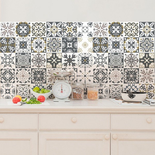 Zestaw 30 naklejek ściennych Ambiance Wall Decal Cement Tiles Antalya, 15x15 cm-image-1