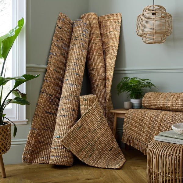 Zielono-naturalny dwustronny dywan z juty tkany ręcznie 160x230 cm Jute Boucle Green – Flair Rugs-image-2