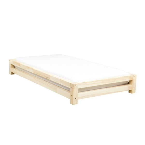 Łóżko 1-osobowe z drewna świerkowego Benlemi JAPA Natural, 90x200 cm