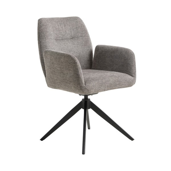 Szary tapicerowany fotel jadalniany z podłokietnikami Roxana – Unique Furniture