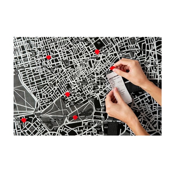 Czarna mapa ścienna Europy Palomar Pin World, 100x80 cm-image-3