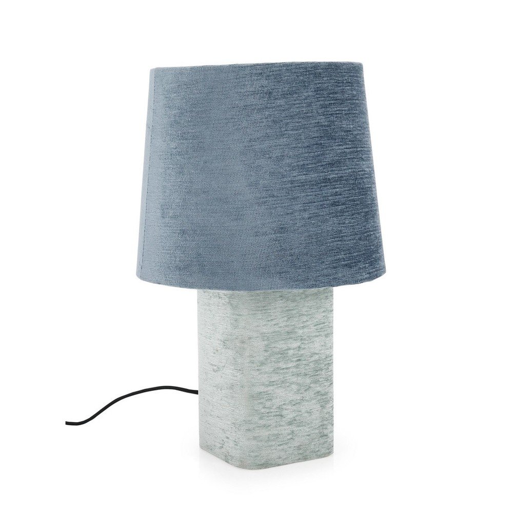 Niebieska metalowa lampa stołowa z tekstylnym kloszem (wysokość 50 cm) Demra – Bizzotto
