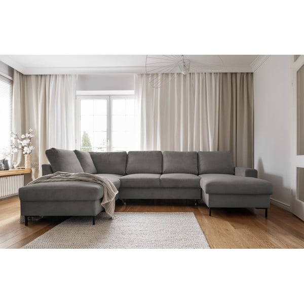 Szary sztruksowy rozkładany narożnik (lewostronny) Lofty Lilly – Miuform-image-1