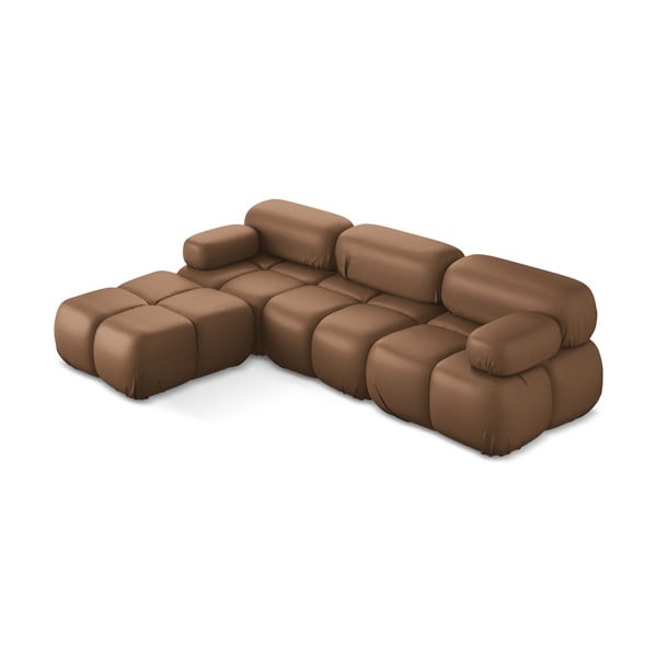 Brązowy narożnik modułowy z imitacji skóry Lokua – Makamii-image-2