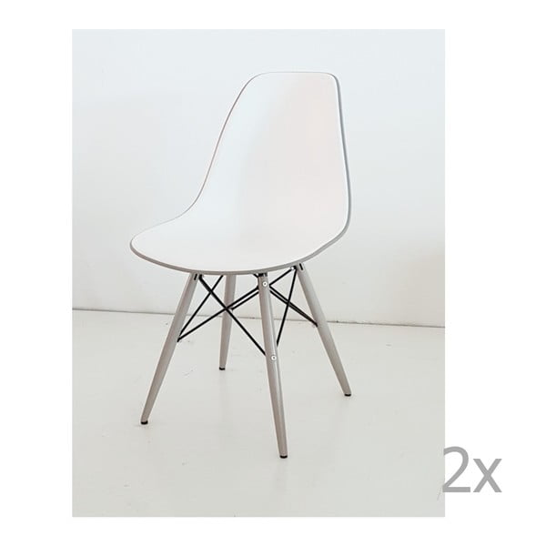 Zestaw 2 biało-szarych krzeseł Castagnetti Poly