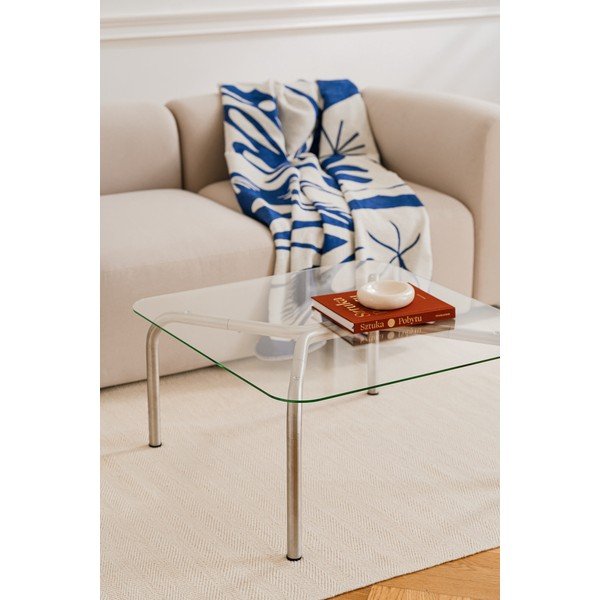 Stolik ze szklanym blatem w kolorze srebra 60x80 cm Uku – noo.ma-image-4