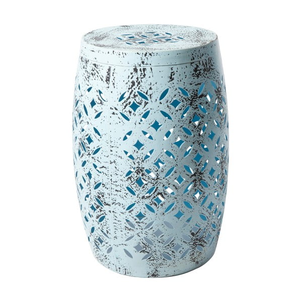 Niebieski stołek metalowy ręcznie malowany RGE Nour, ⌀ 30 cm
