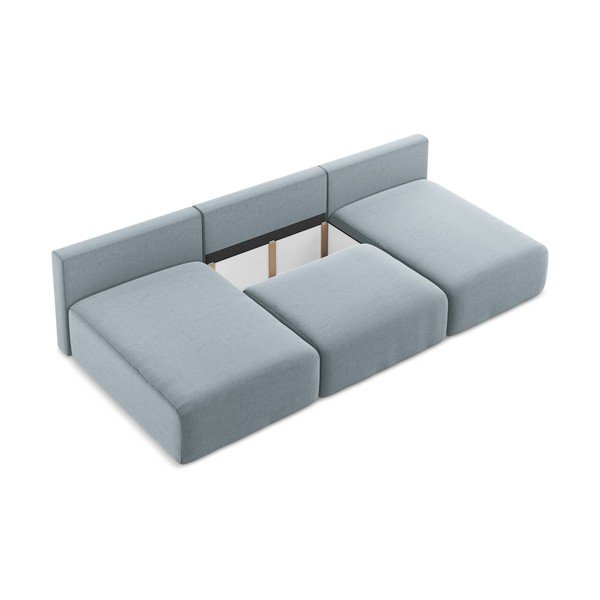 Niebieski aksamitny rozkładany/ze schowkiem narożnik (w kształcie litery U) Kalena – Makamii-image-4