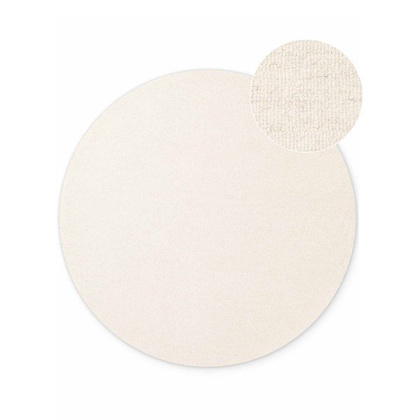 Kremowy wełniany okrągły dywan tkany ręcznie ø 160 cm Puristic Knots – Elle Decoration