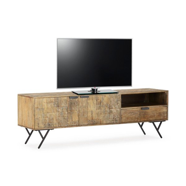 Szafka pod TV z litego drewna mango w naturalnym kolorze 175x55x40 cm Priya – MOME-image-3