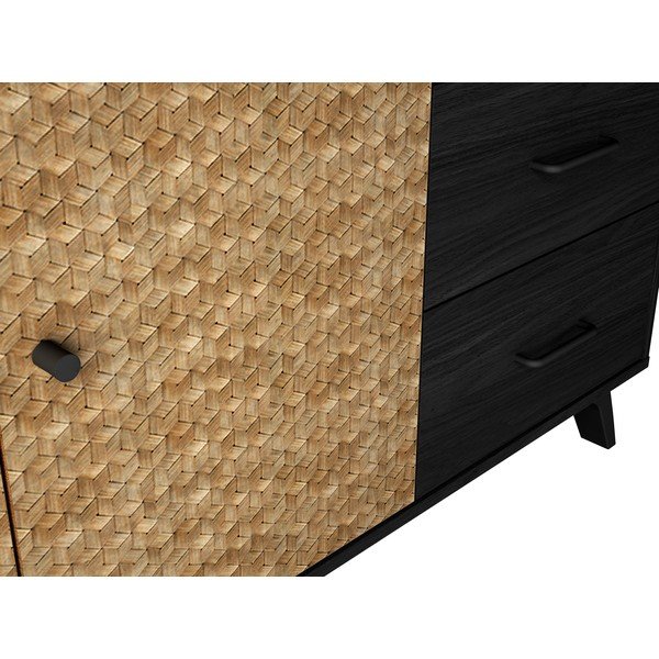 Czarno-naturalna niska komoda 136x81 cm Hanoi – Marckeric-image-1
