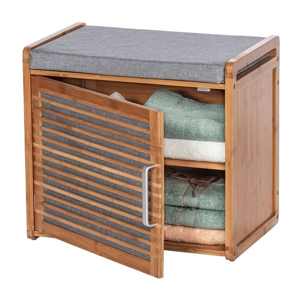 Szaro-brązowa bambusowa szafka na buty z siedziskiem Bahari – Wenko-image-3