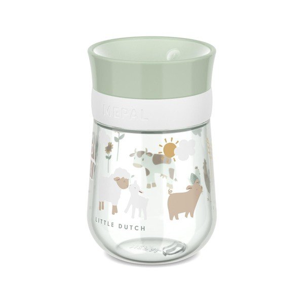 Jasnozielony plastikowy kubek dla dzieci 300 ml Little Farm – Mepal