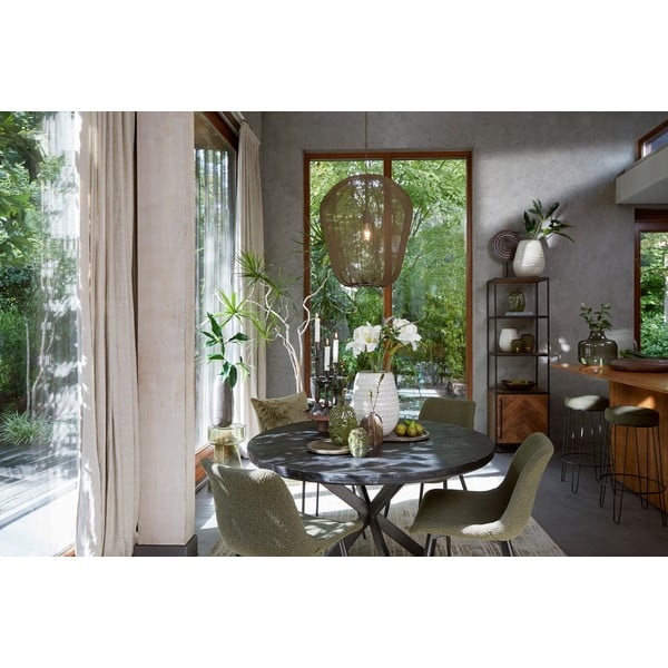 Czarny okrągły stół z blatem z drewna akacjowego ø 120 cm Yellov – Light & Living-image-4