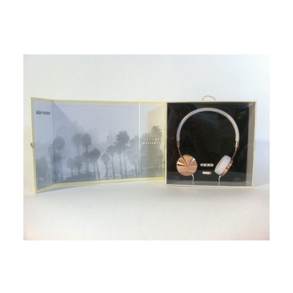 Białe słuchawki z detalami w kolorze różowego złota Frends Layla-image-4