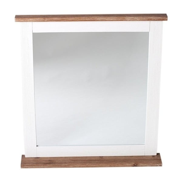 Białe lustro ścienne z ramą z drewna akacjowego Woodking Kimberly