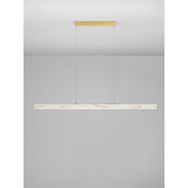Biała/w kolorze mosiądzu lampa wisząca LED w dekorze kamienia ze ściemniaczem Vaster – Nova Luce-image-3