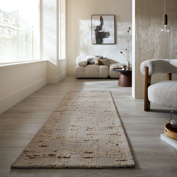 Chodnik z mieszanki wełny tkany ręcznie w naturalnym kolorze 80x230 cm Rova Blend – Flair Rugs-image-1