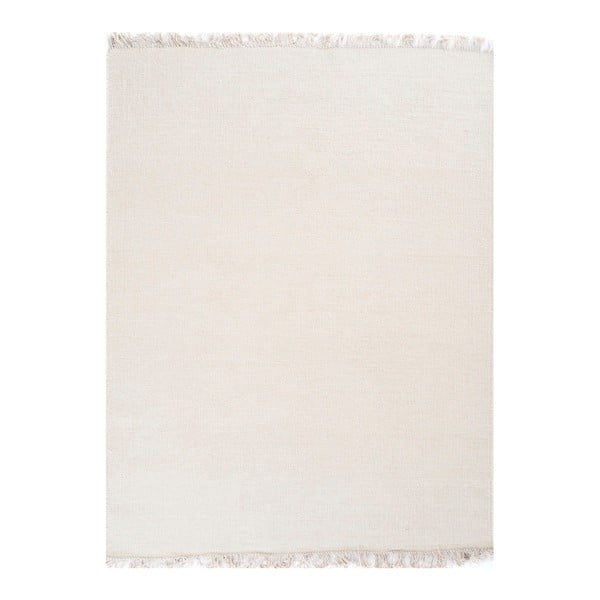 Kremowy dywan wełniany ręcznie tkany Linie Design Solid, 160x230 cm