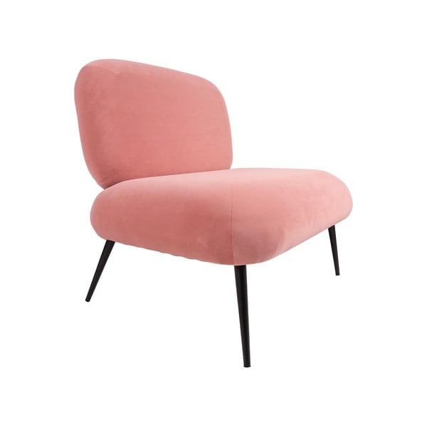 Różowy aksamitny fotel Leitmotiv Puffed