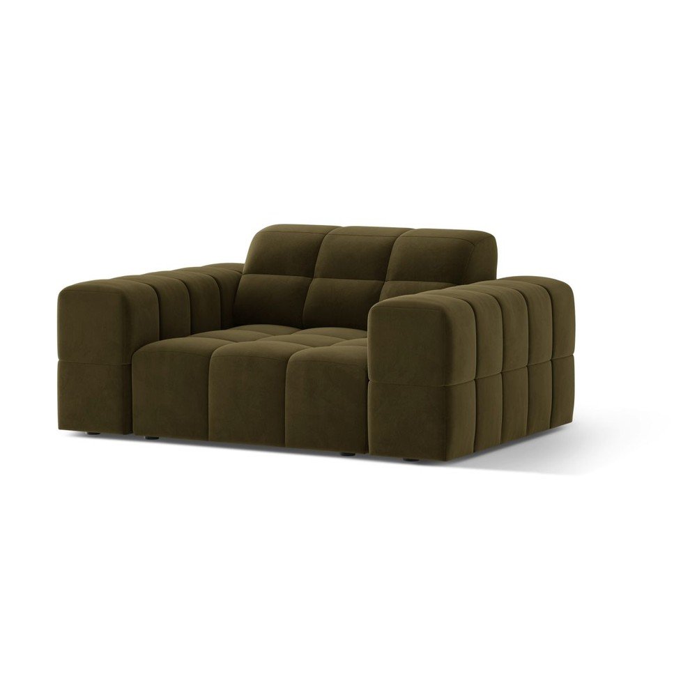 Aksamitny fotel w kolorze khaki Chicago – Cosmopolitan Design