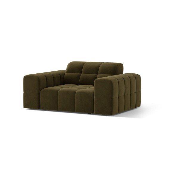 Aksamitny fotel w kolorze khaki Chicago – Cosmopolitan Design-image-1