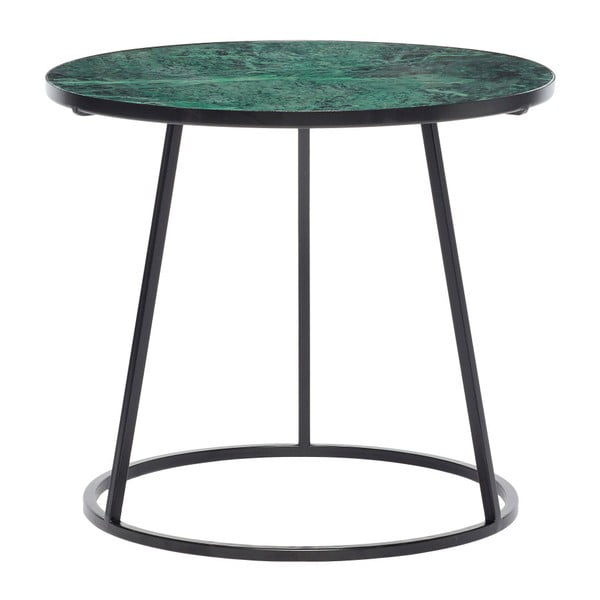 Czarny stolik z zielonym marmurowym blatem Hübsch Dana