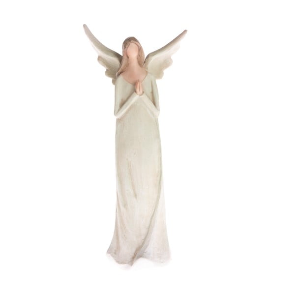 Beżowa dekoracyjna figurka Dakls Praying Angel, wys. 14,5 cm