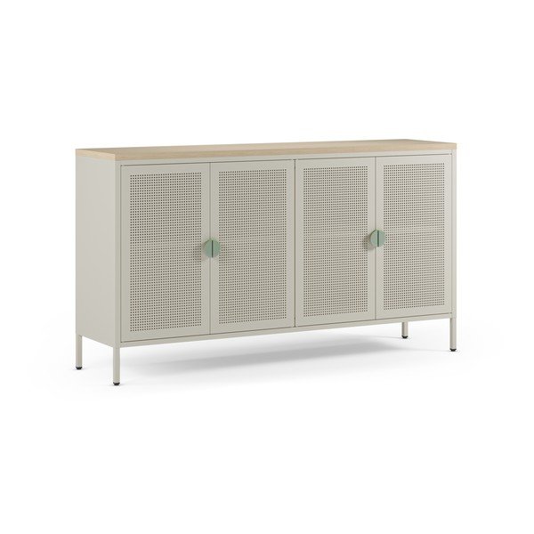 Kremowa/w naturalnym kolorze metalowa szafka 160x90x40 cm Sayla – Marckeric-image-4