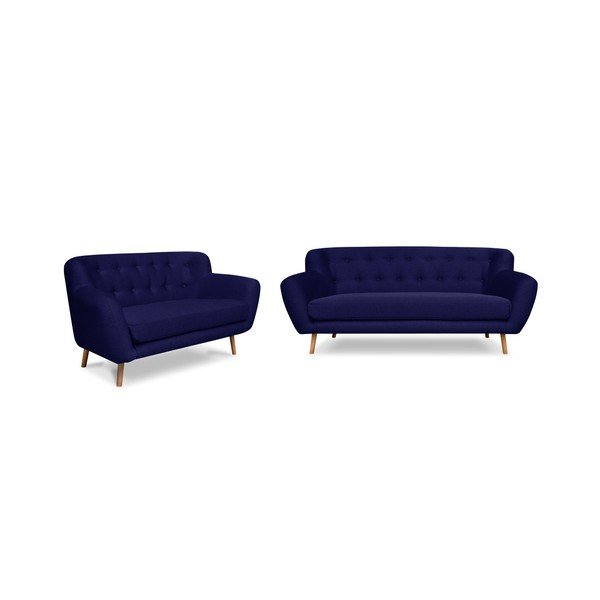 Zestaw granatowej sofy 3-osobowej i 2-osobowej Cosmopolitan design London