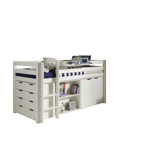 Białe podwyższone łóżko dziecięce z drewna sosnowego 90x200 cm PINO – Vipack-image-2