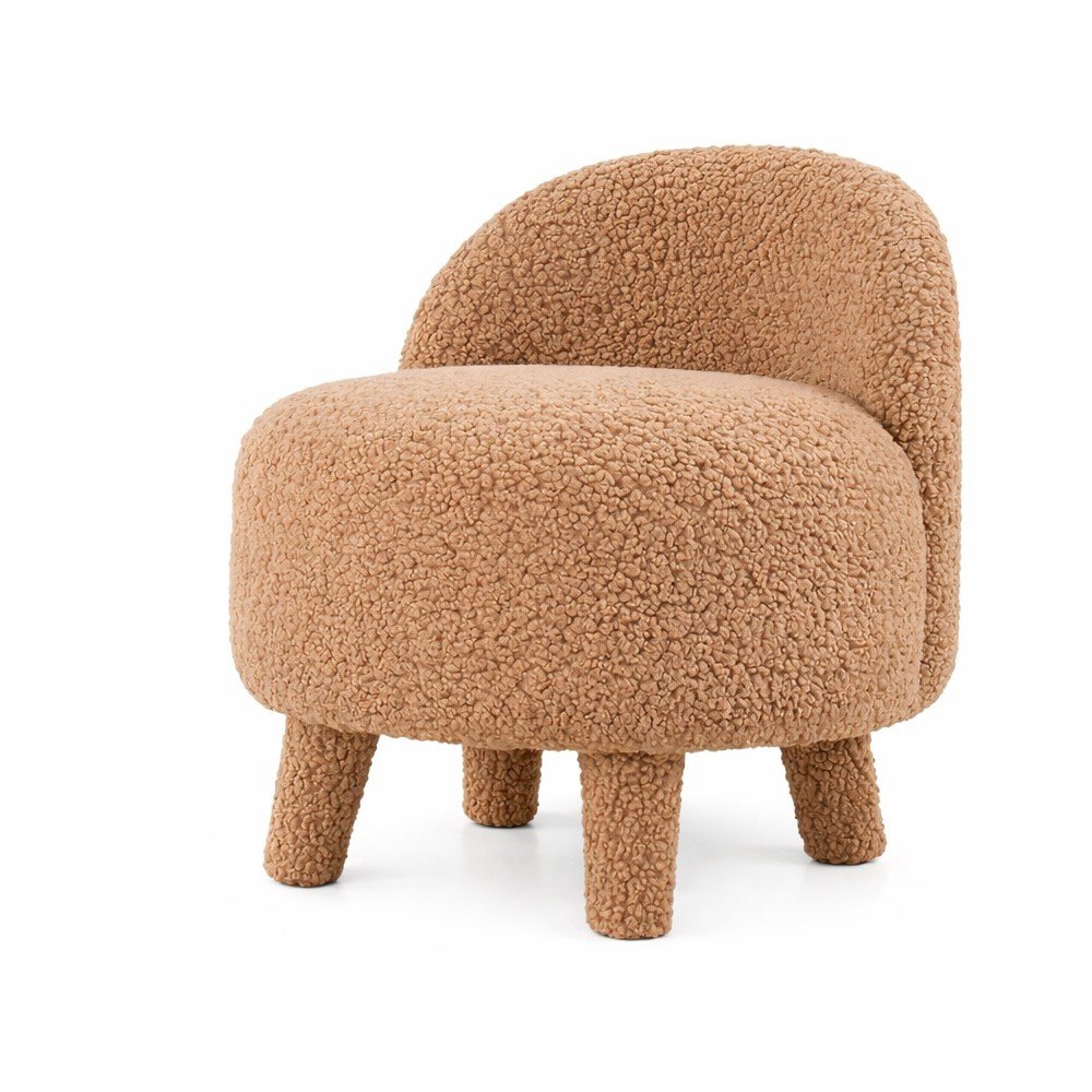 Brązowy fotel dziecięcy z materiału bouclé Moouv – Artie
