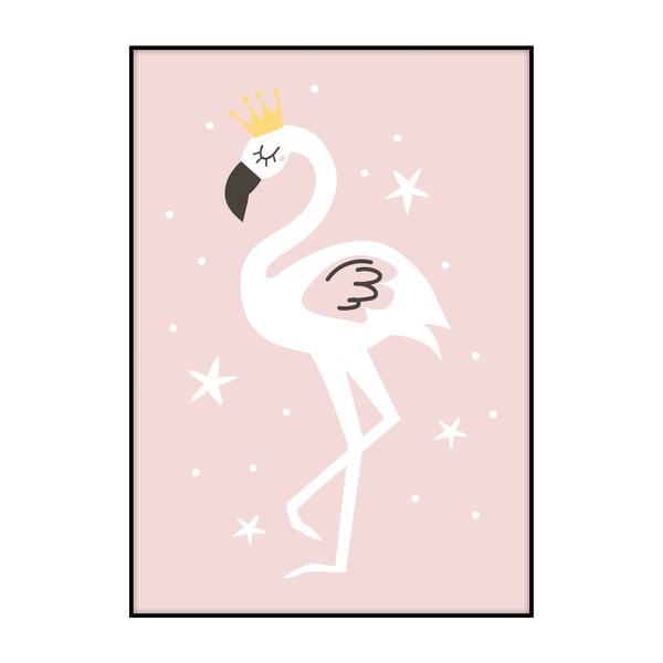 Plakat Imagioo Flamingo With Crown, 40x30 cm
