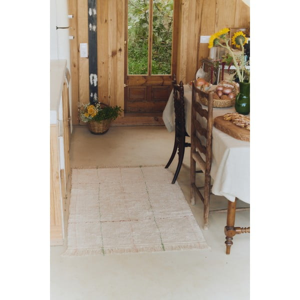 Kremowy bawełniany dywan tkany ręcznie odpowiedni do prania 90x130 cm Color Lines – Lorena Canals-image-4