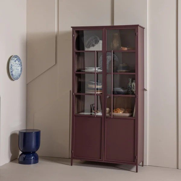Bordowa metalowa witryna 99x203x45 cm Exhibit – WOOOD-image-1