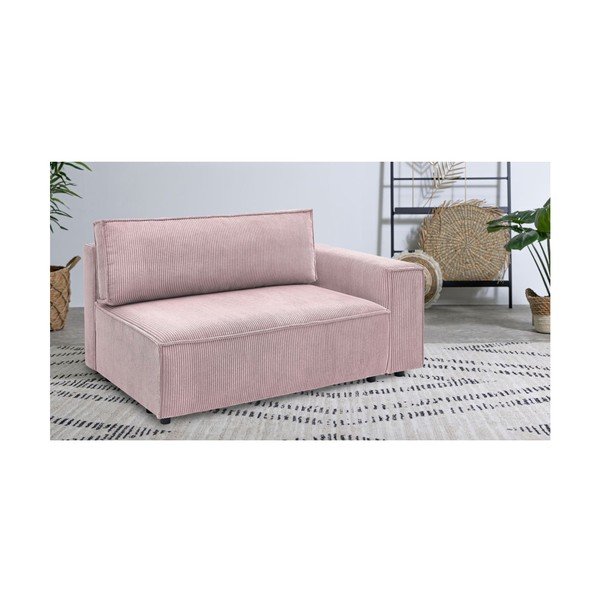 Jasnoróżowy sztruksowy moduł sofy (prawostronny) Nihad modular – Bobochic Paris-image-1