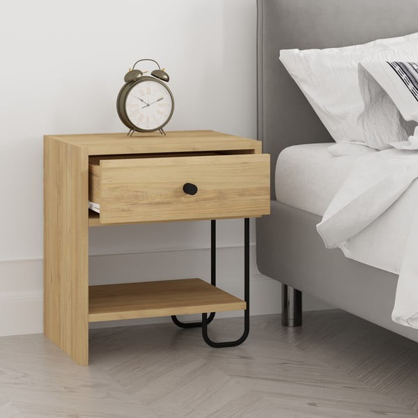 Szafka nocna w dekorze dębu z półką Saturne – Marckeric-image-3