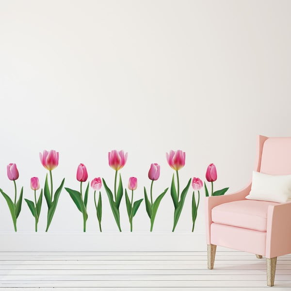 Komplet naklejek ściennych Ambiance Pink Tulips